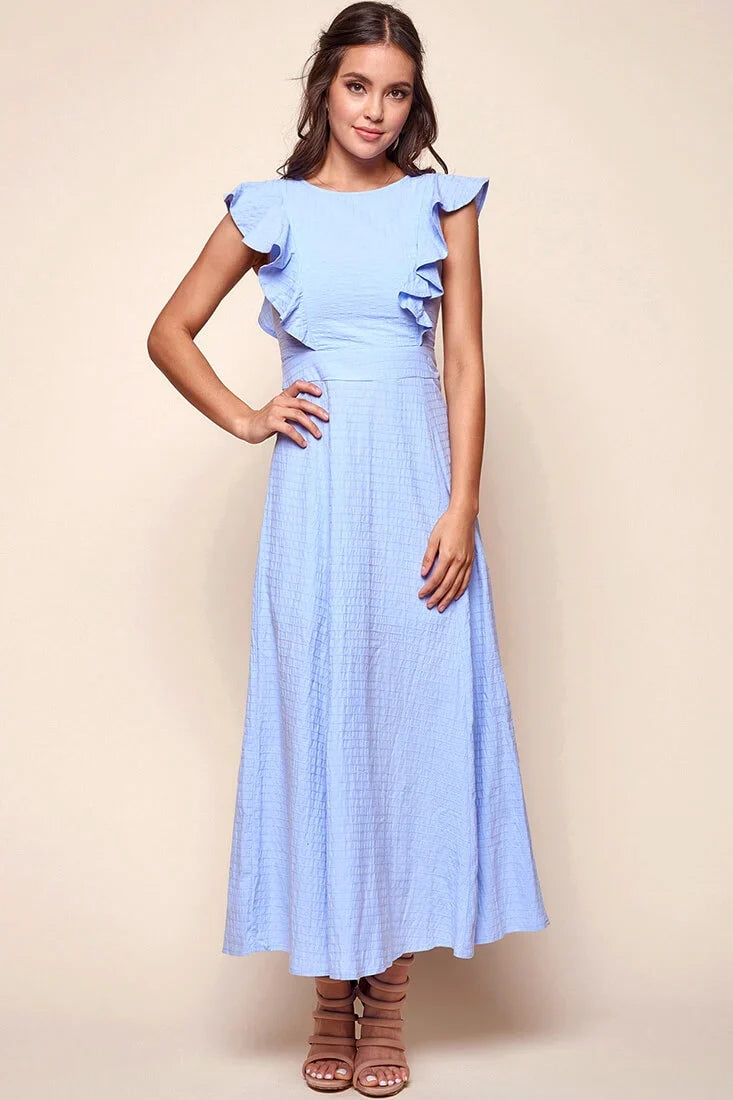 Kindall Classic Casual Dress Steel Blue