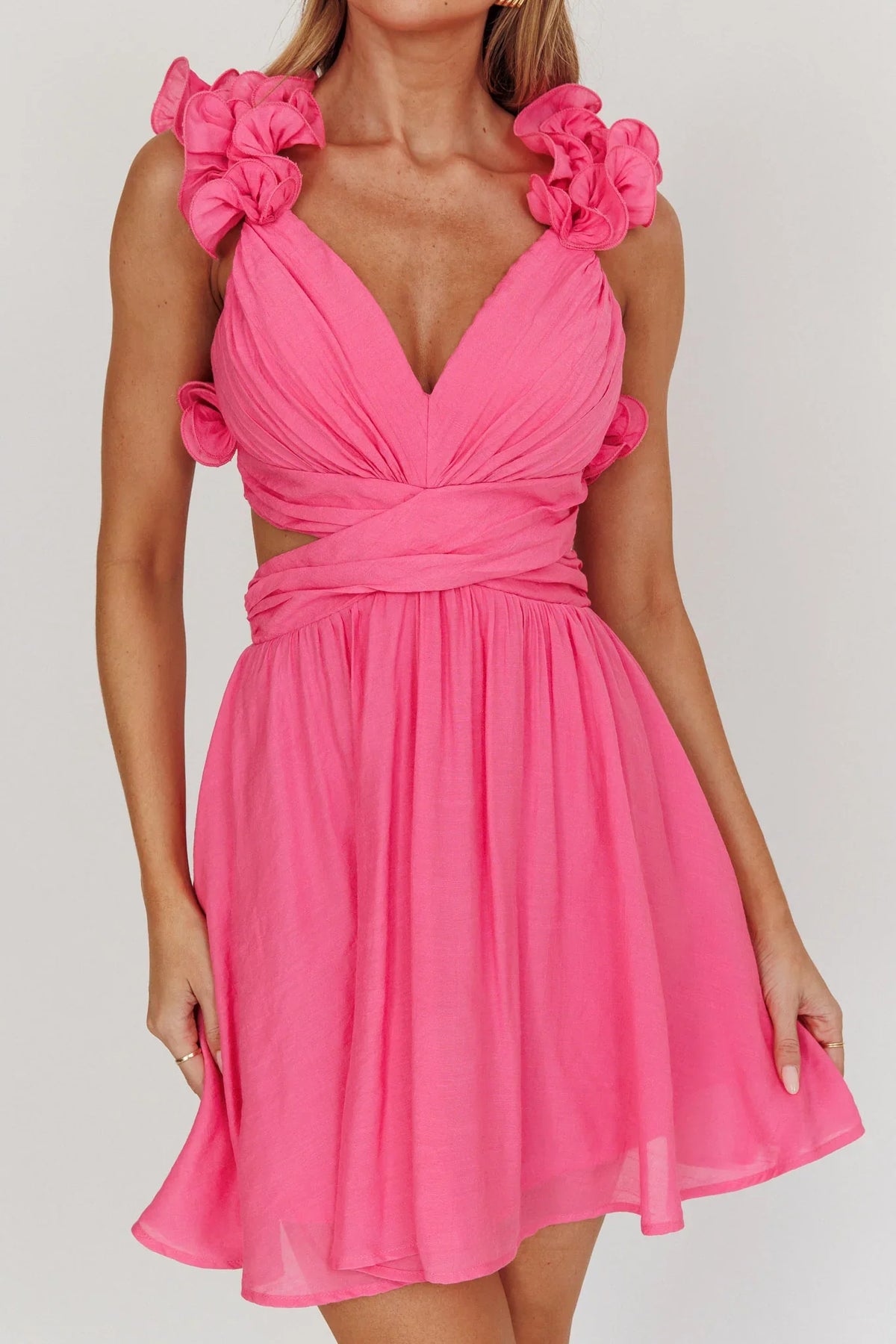 Madara Lace-Up Back Mini Dress Hot Pink