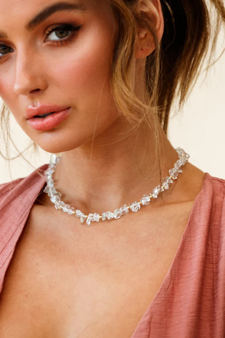 Tiffany Clear Baroque And Gold Bead Necklace