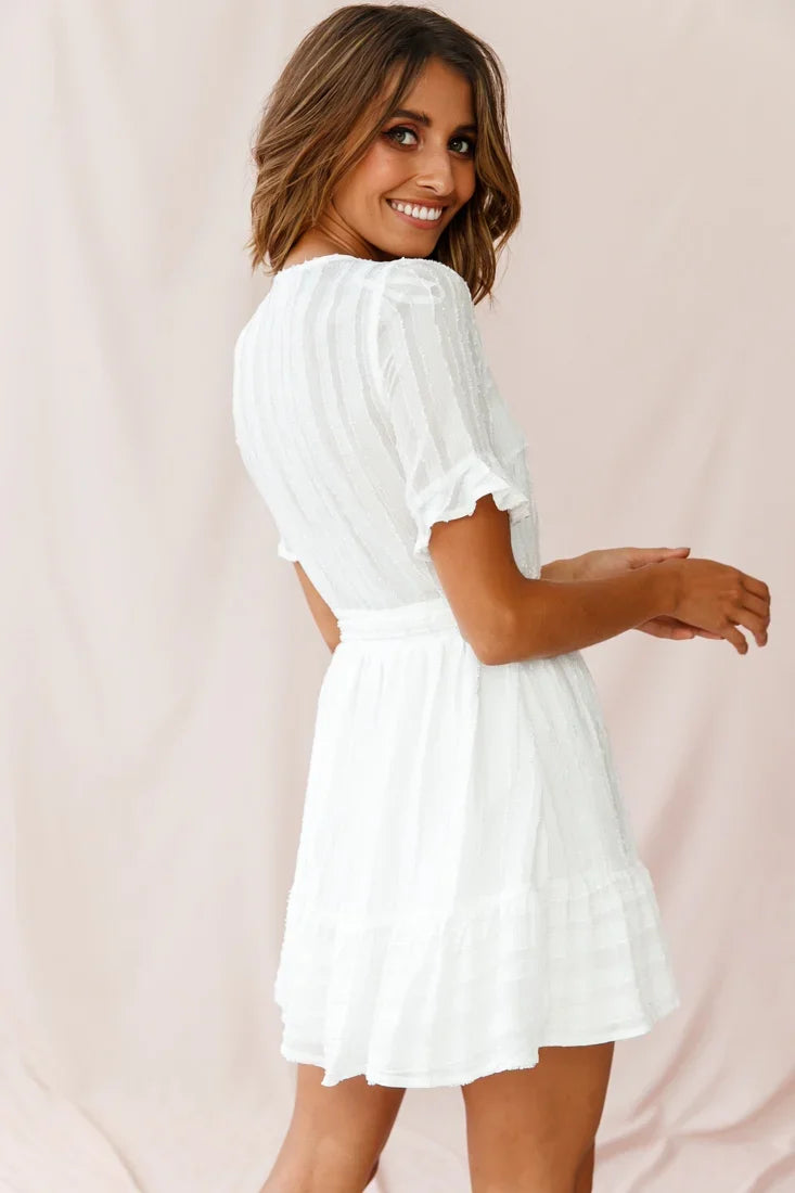 Rubi V-Neckline Wrap Dress White