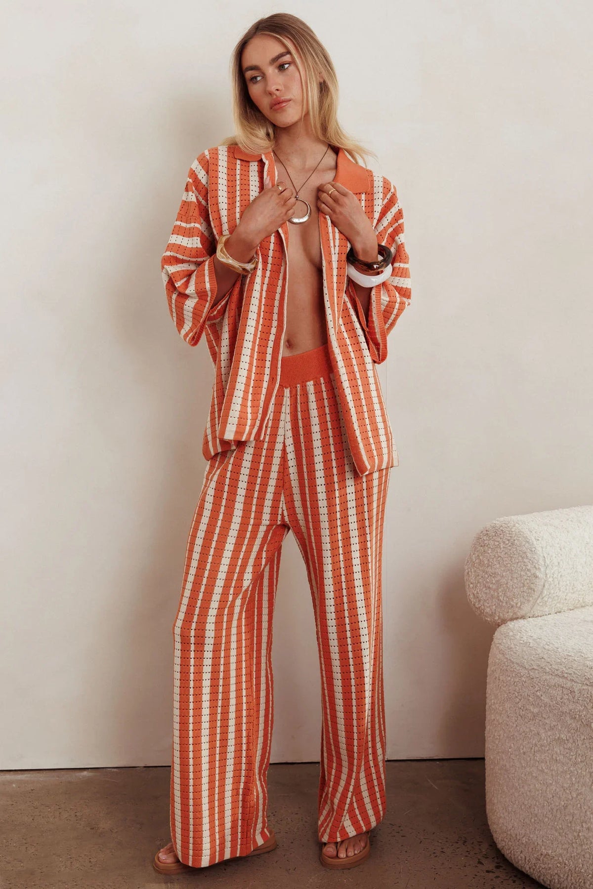 Influence Knit Relaxed Shirt Orange