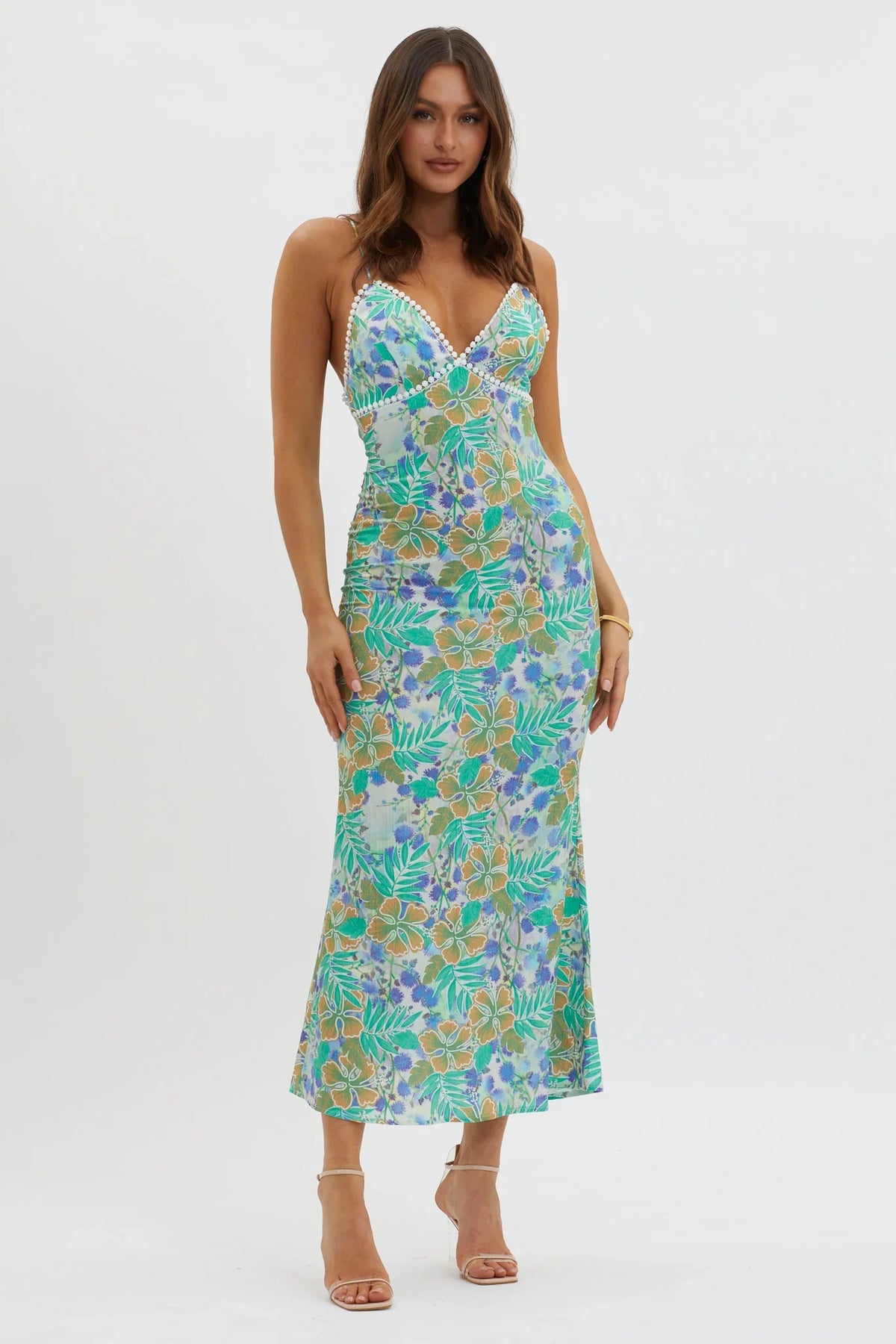 New Acquaintance Low Back Dress Floral Blue