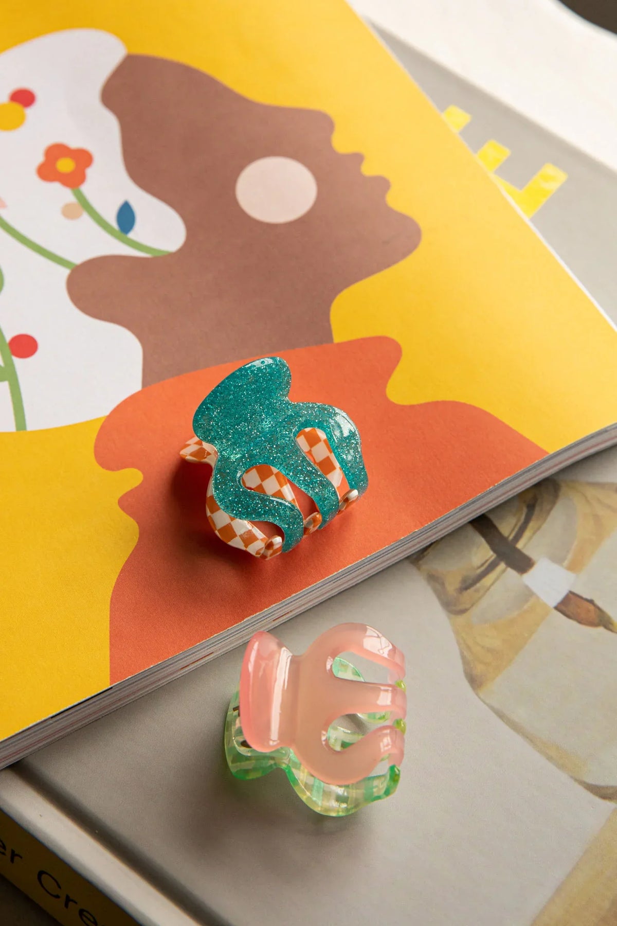 Anita Two-Side Hair Clip Green/Pink