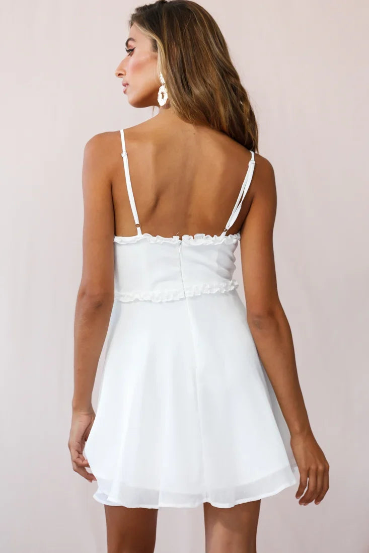 Zeta Bust Tie A-Line Dress White