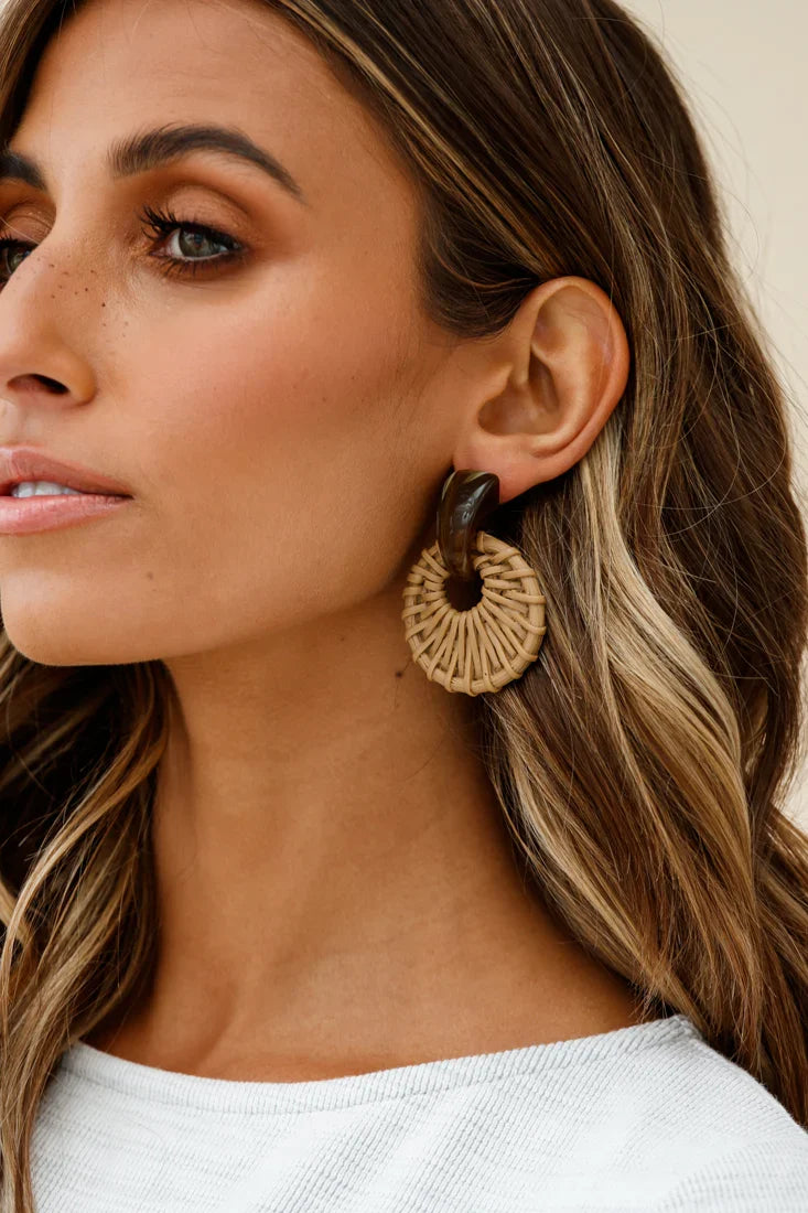 Zulu Faux Straw Earrings Tan