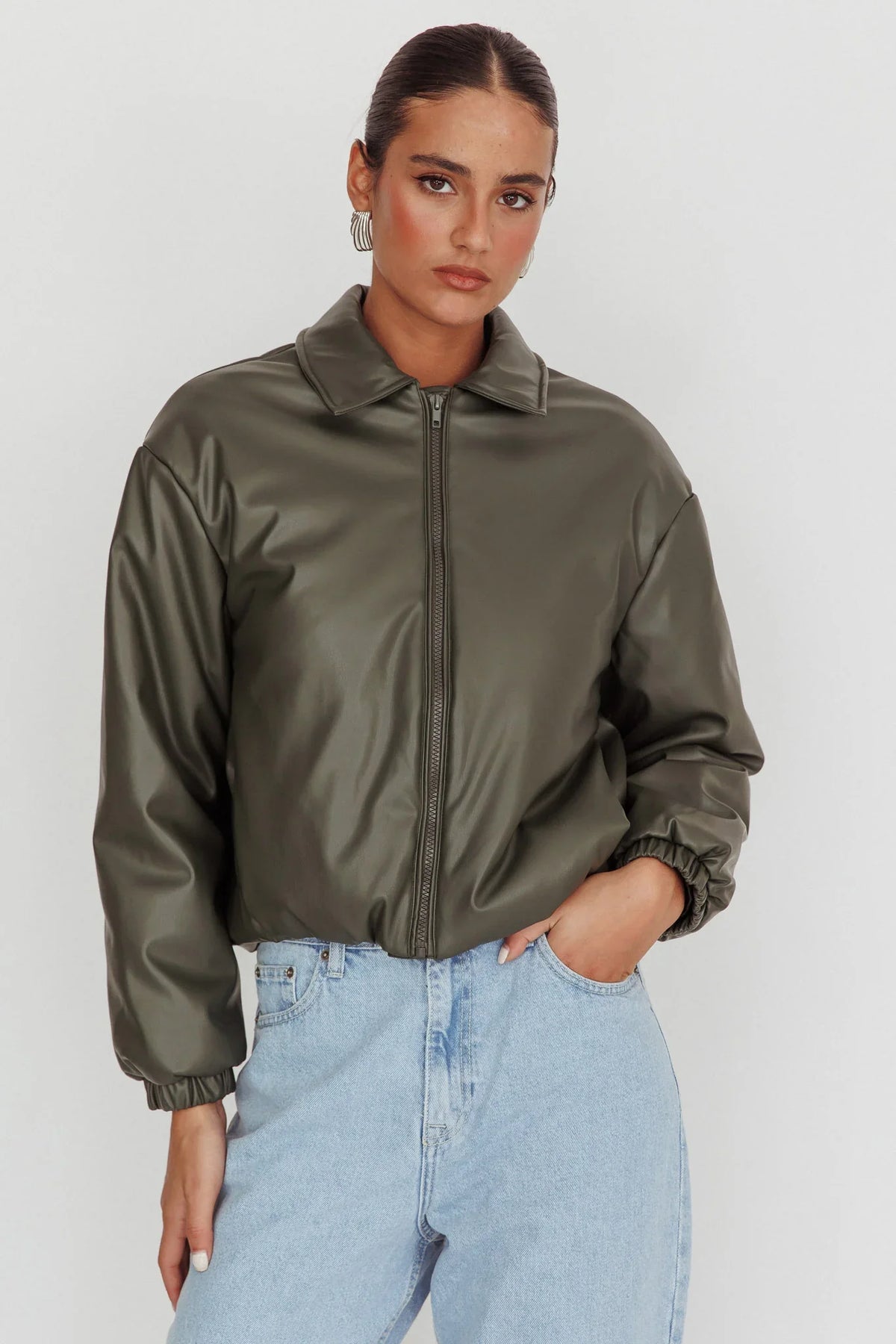 Faroe Drawstring Waist Puff Jacket Green