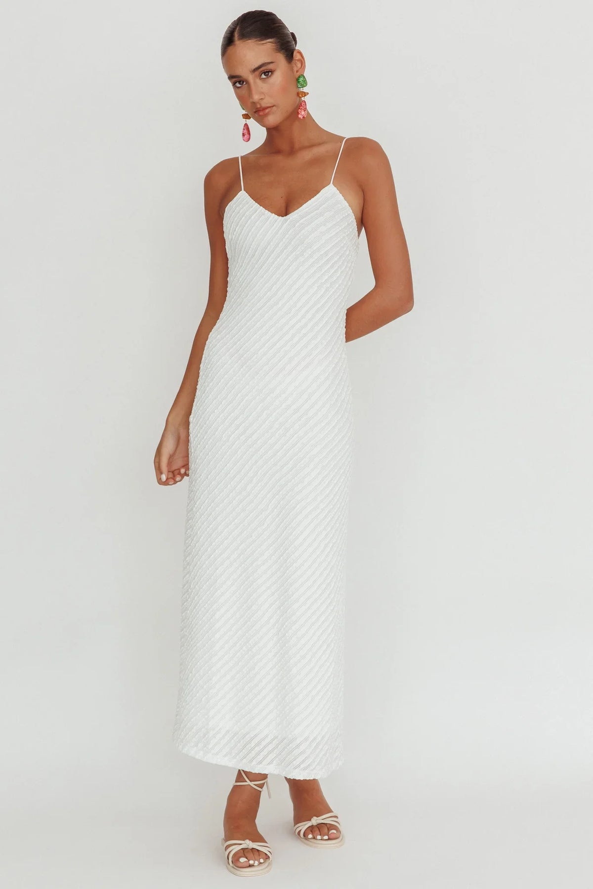 Stasi Textured Maxi Dress White