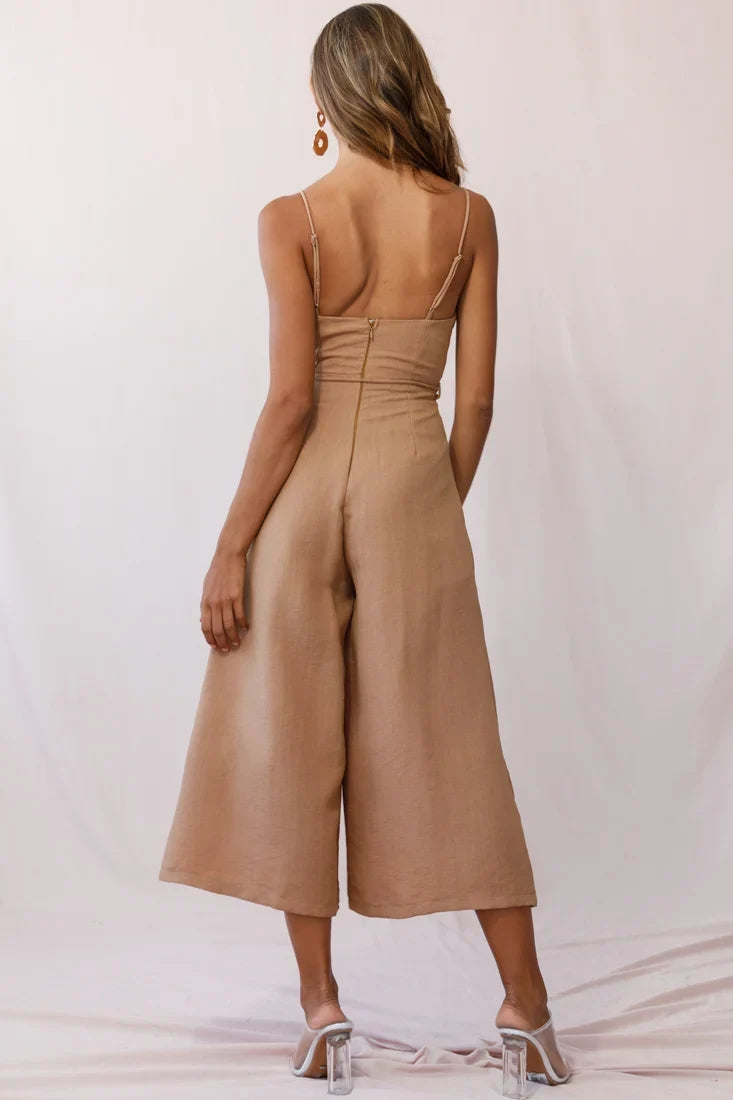 Charlie Structured Wide Leg Jumpsuit Tan