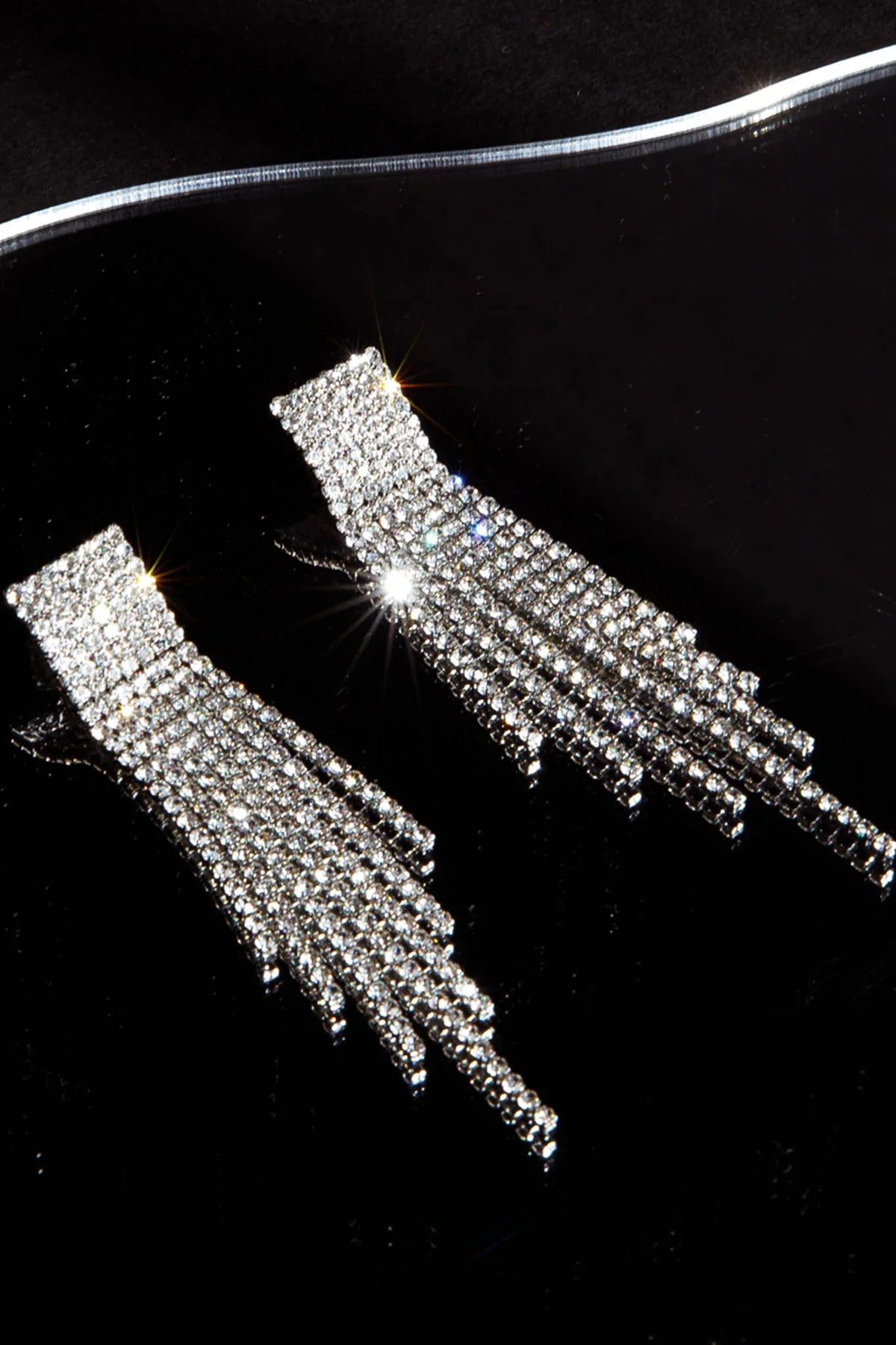 Zarah Diamante Tassel Earrings Silver