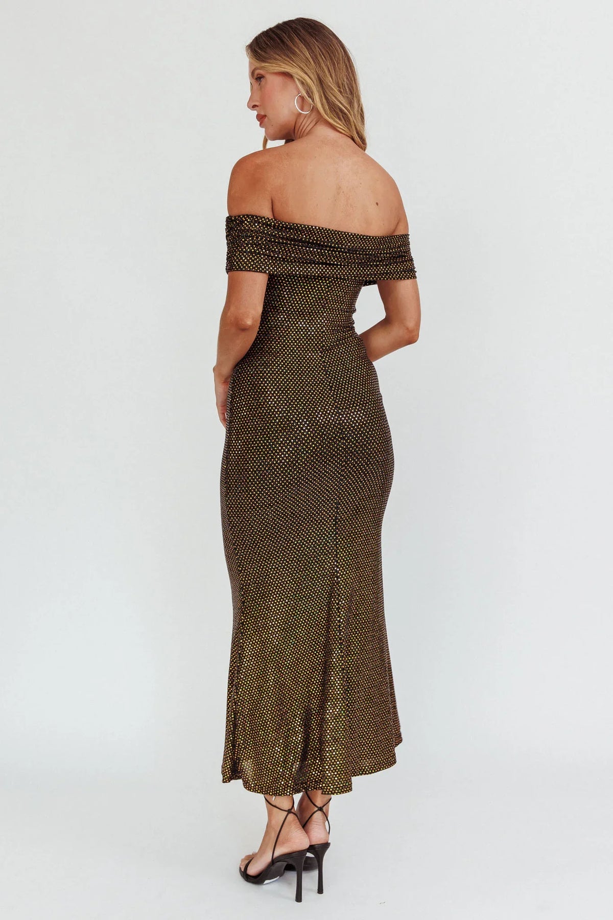 Kailey Off-Shoulder Maxi Dress Spangle Black
