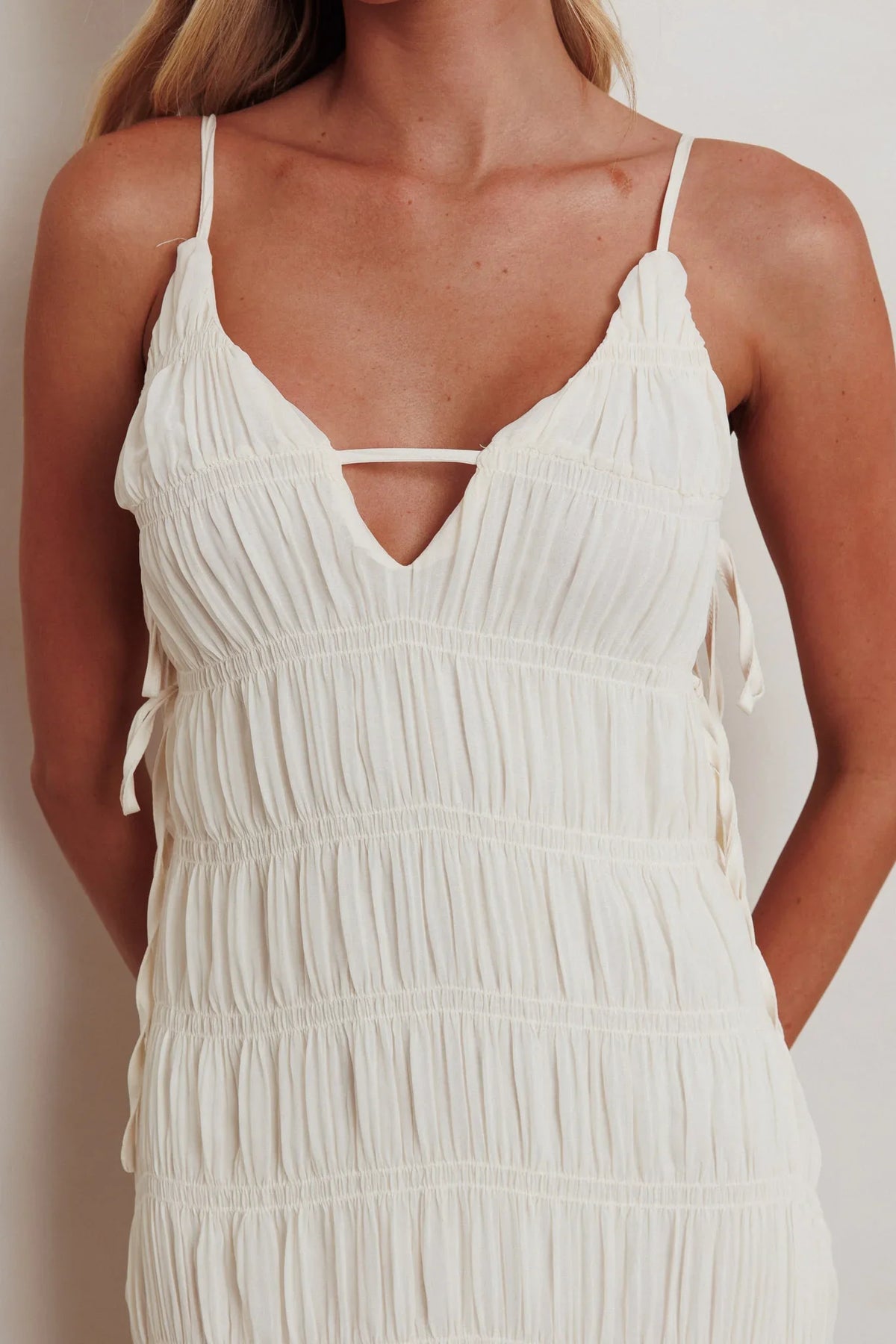 One To Watch Side Tie Maxi Dress Oat