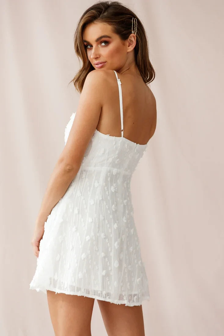 Lullaby Surplice Neckline Embellished Dress White