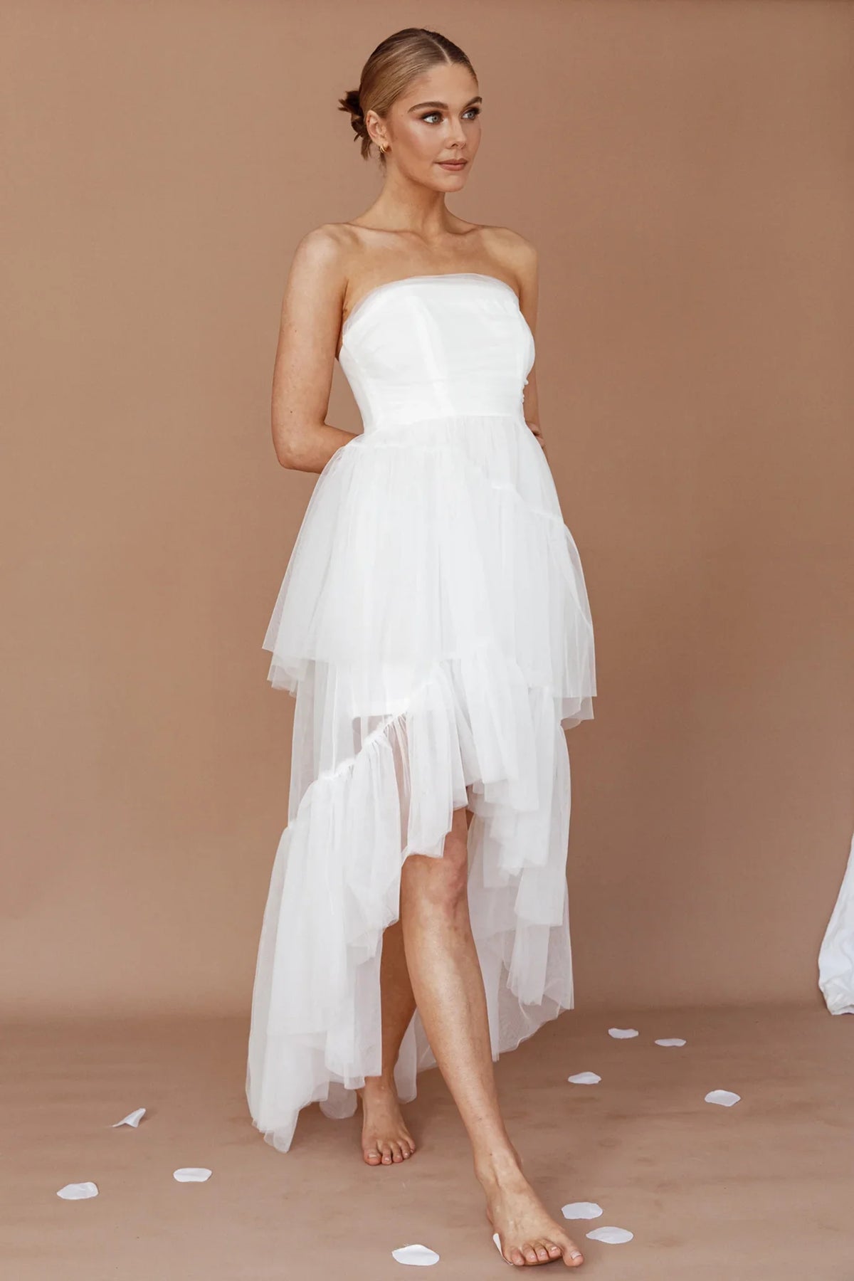 Always & Forever High-Low Midi Dress White