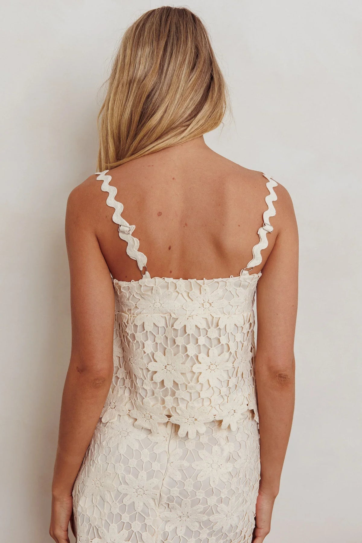 Sun Days Laced Bust Top Crochet Sand