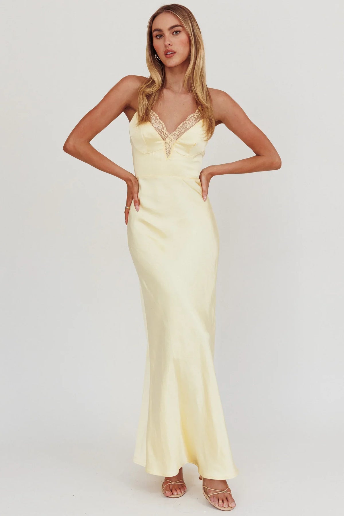 Summer Of Love Lace Trim Maxi Dress Lemon
