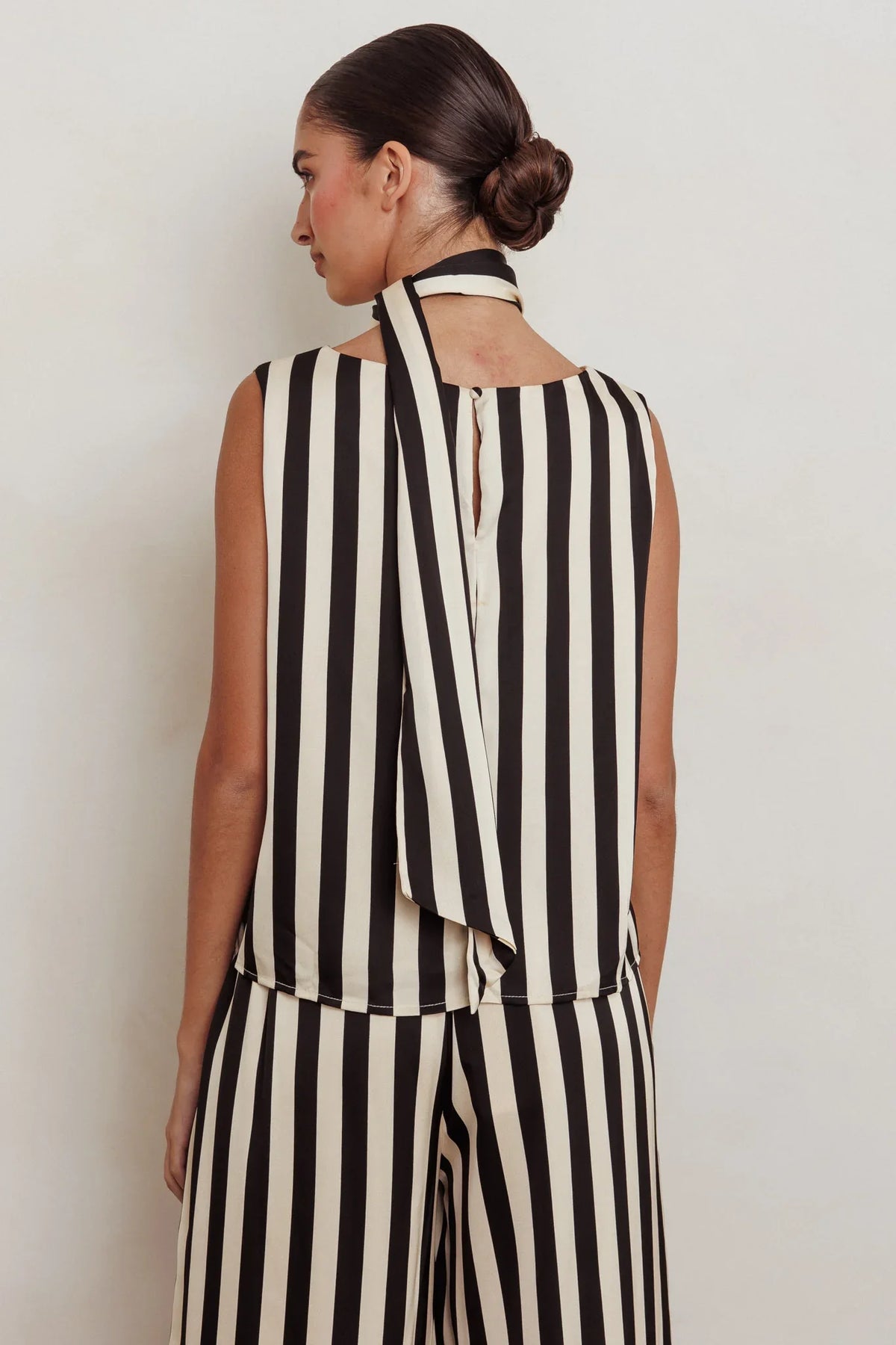 Love Galore Striped Sleeveless Top Black/Beige