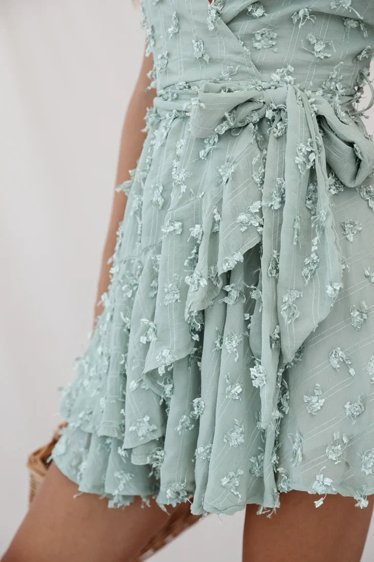 Sheri Embellished Chiffon Dress Olive