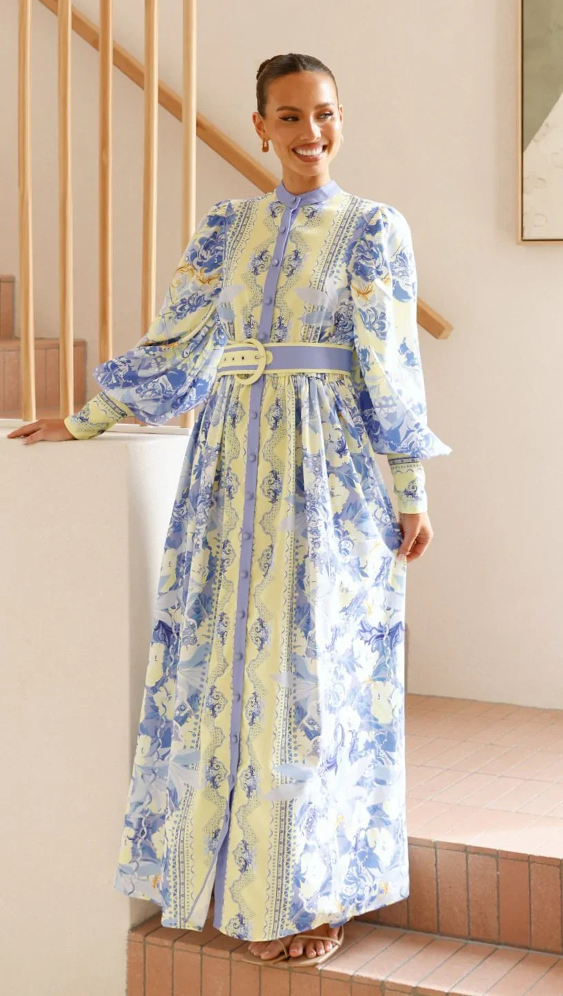 Kalliope Maxi Dress - Blue/Yellow