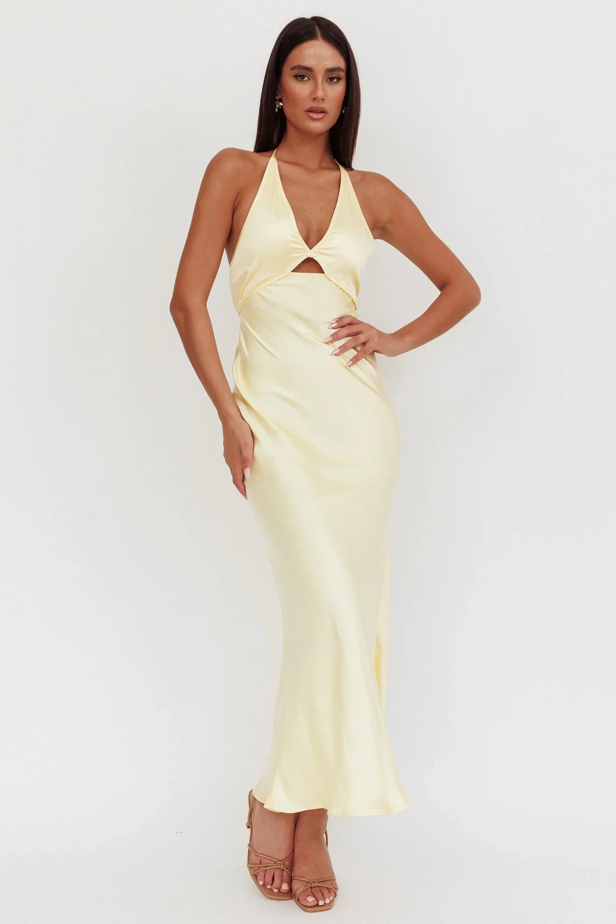 Jassinta Keyhole Bust Maxi Dress Lemon