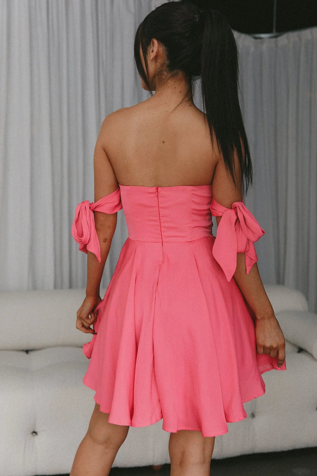 One Sweet Day Off Shoulder A-Line Dress Hot Pink