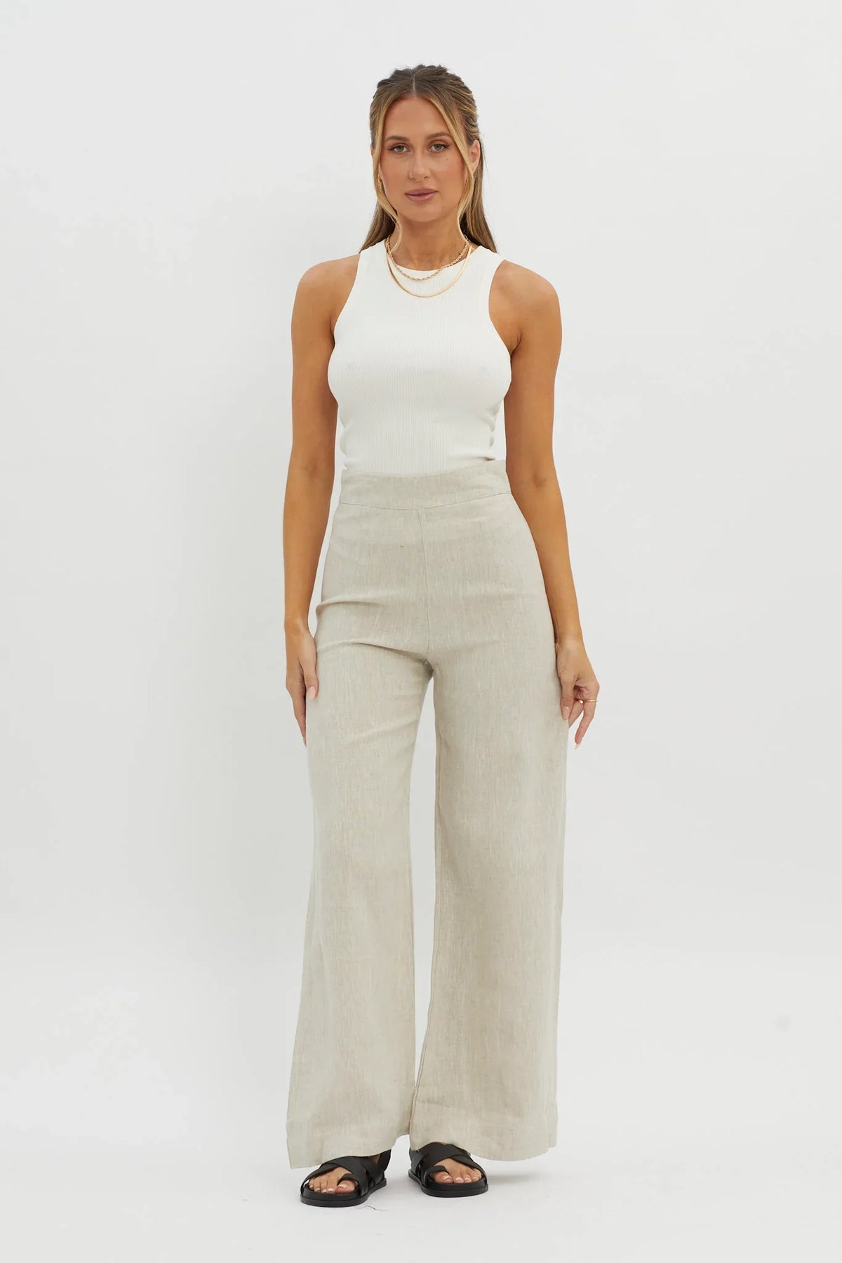 Level Up Ribbed Top White
