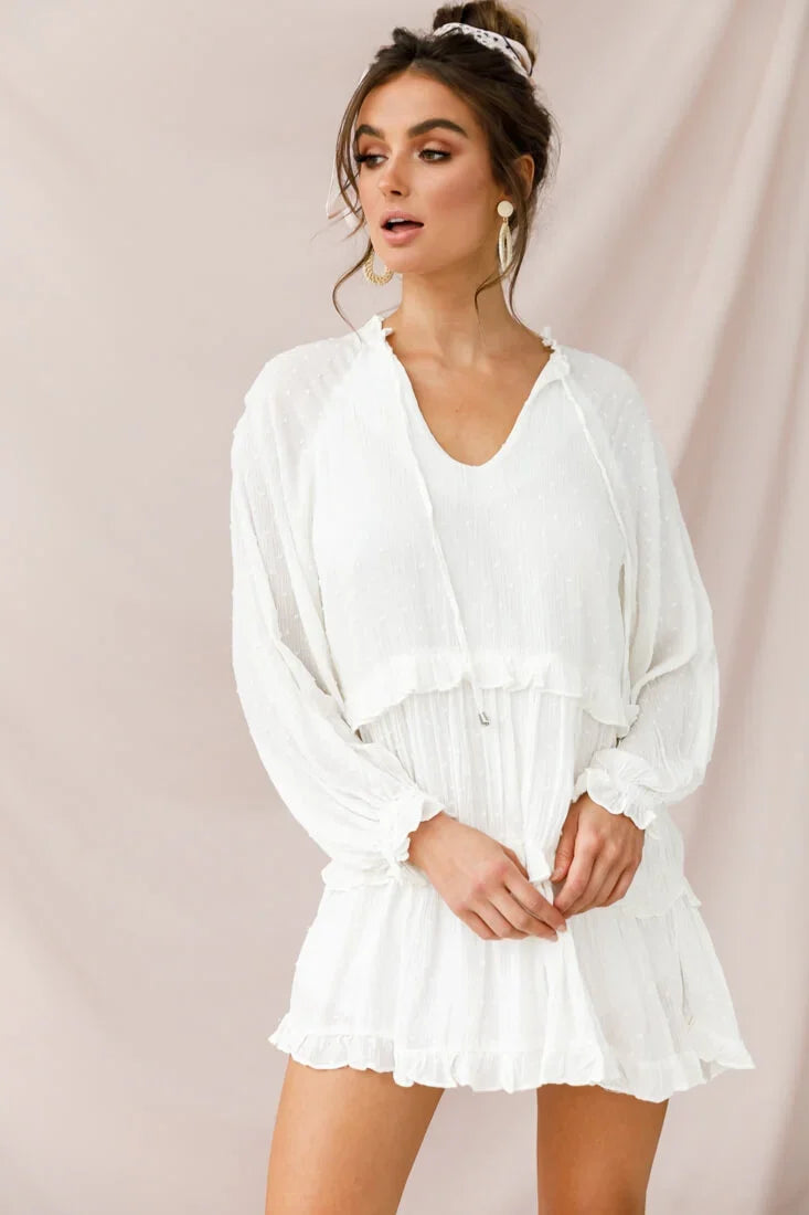 Pollyanna Tiered Swing Dress White