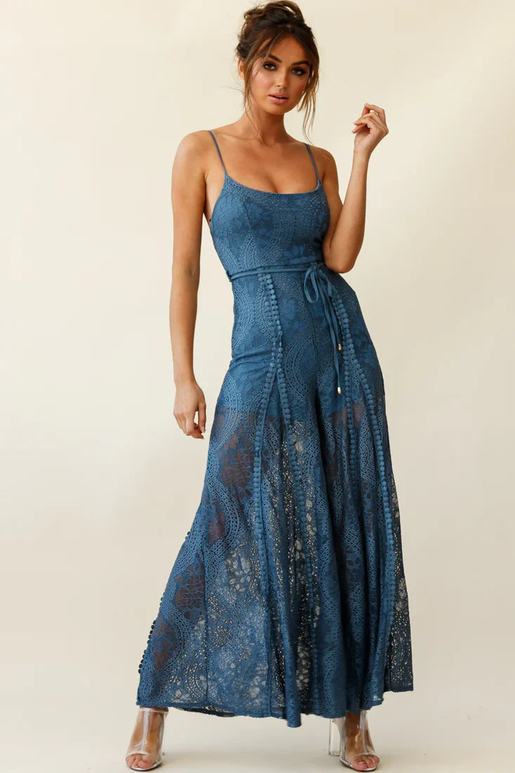 Palm Springs Lace Jumpsuit Midnight Blue
