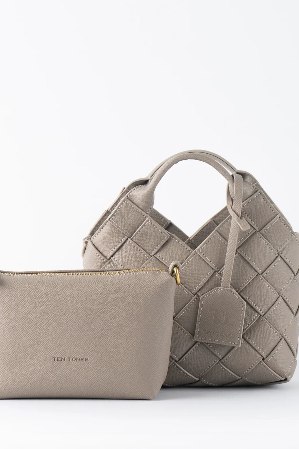 TEN TONES Clementine Woven Mini Tote Beige