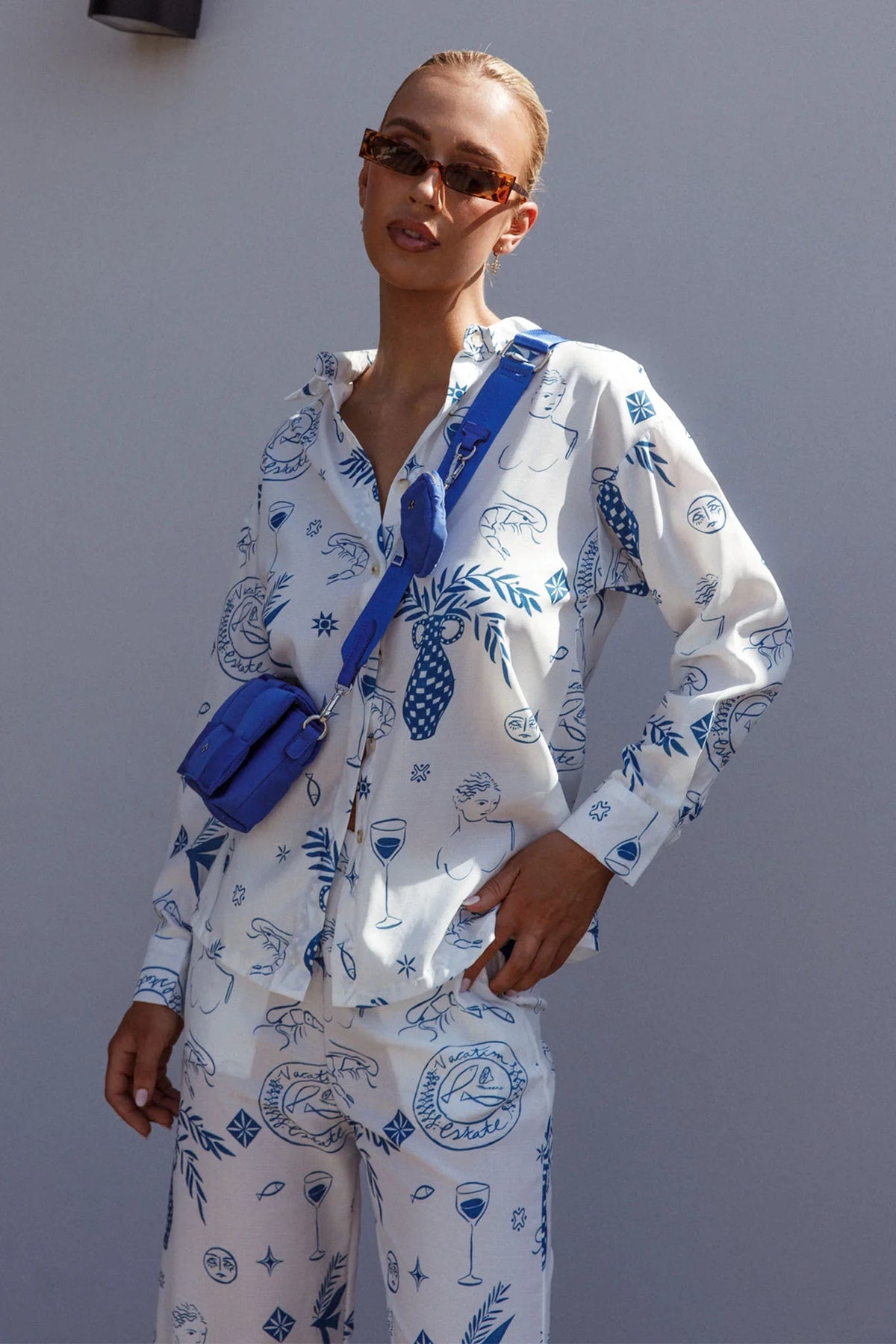 Weekend Bliss Long Sleeve Button Shirt White