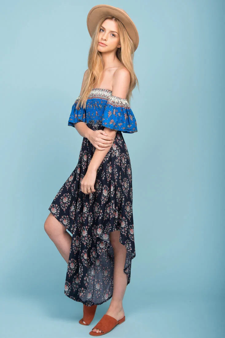 Brooke Off The Shoulder Maxi Romper Navy