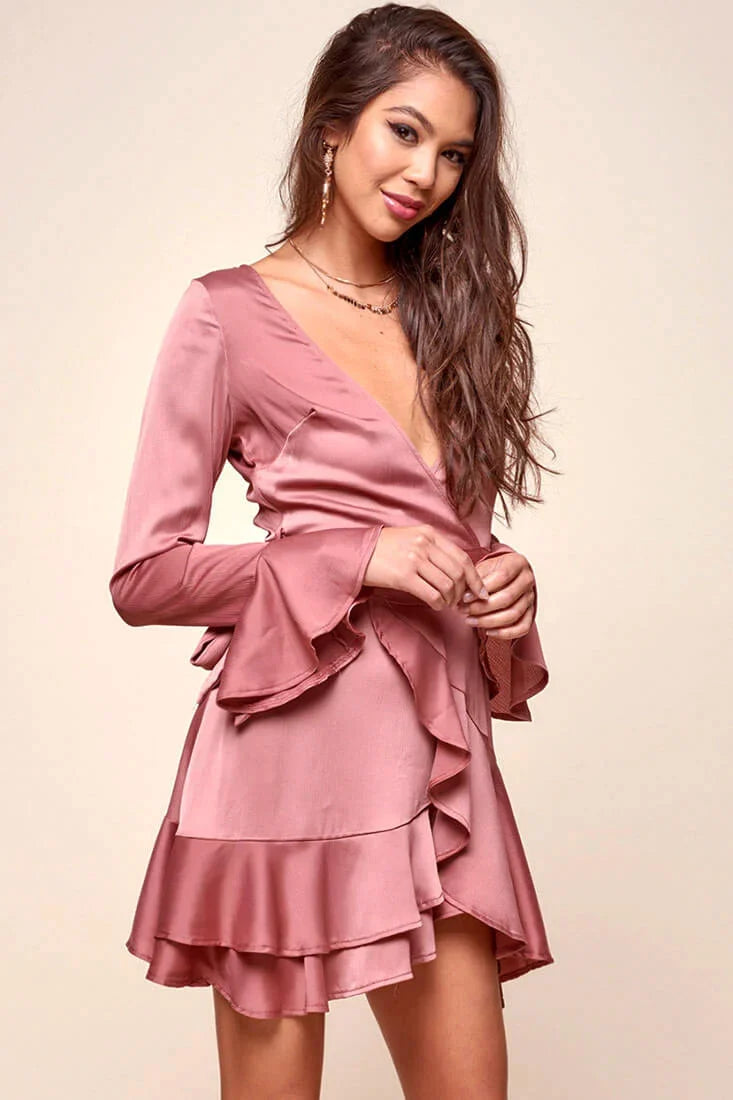 Khandi Peek-a-Boo Back Wrap Dress Midnight Rose