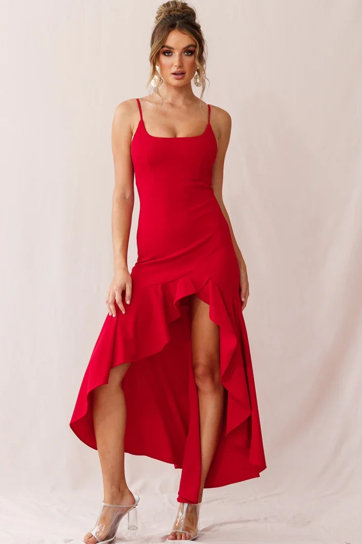 Emoji Asymmetrical Hemline Dress Red