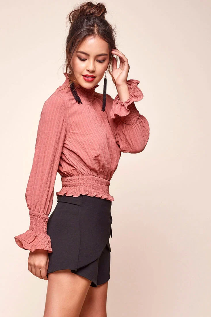 Nicole Cropped Puffy Top Rose