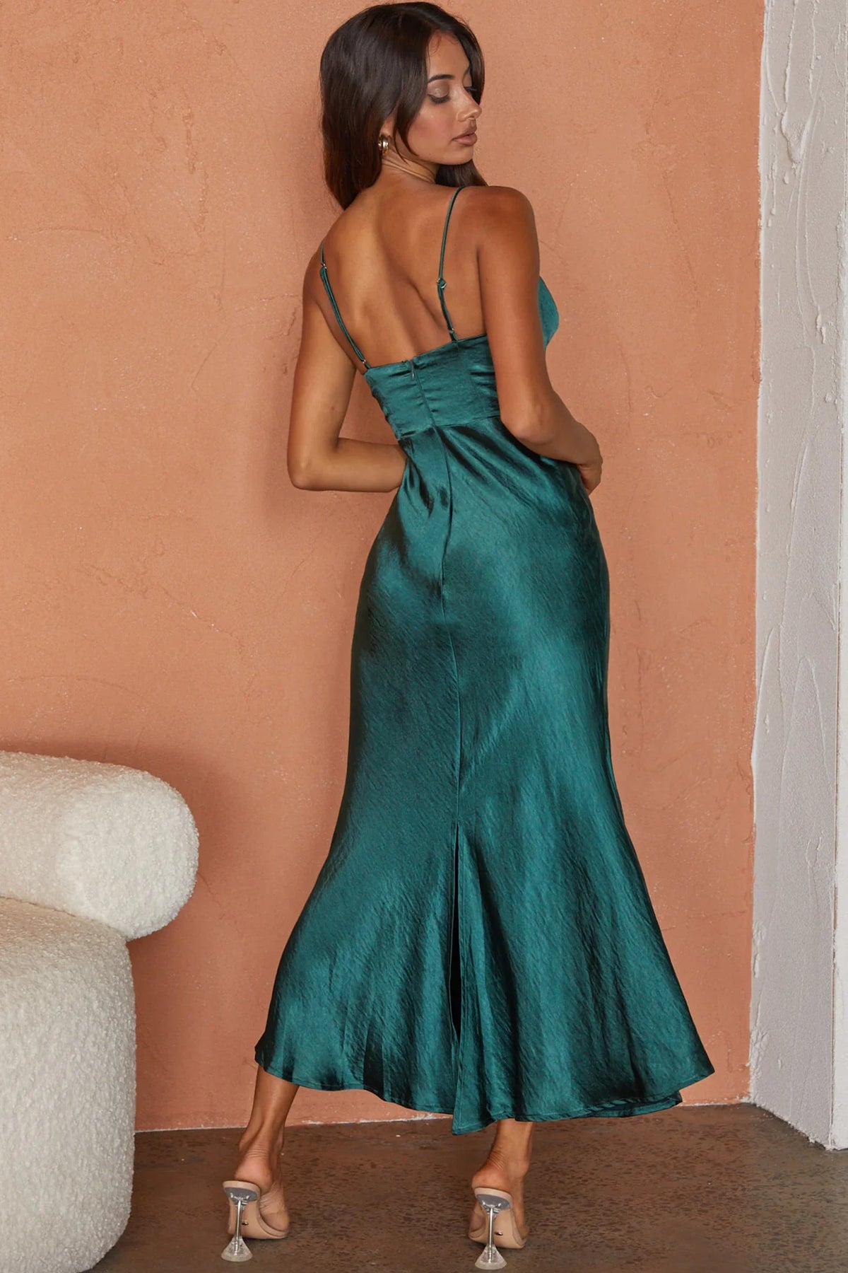 Infinity Pintuck Bust Maxi Dress Forest Green