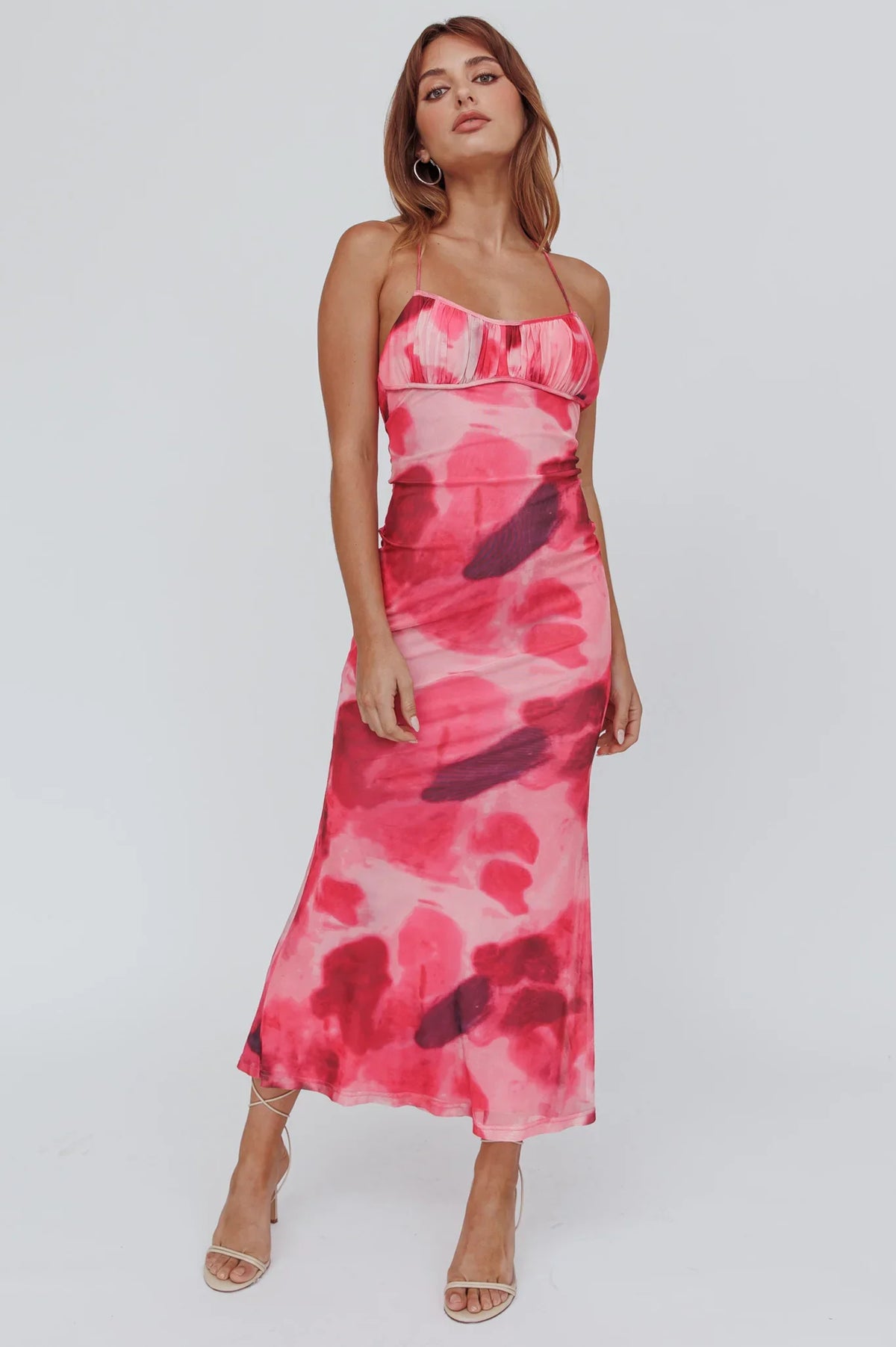 Blossom Belle Low Back Maxi Dress Print Red