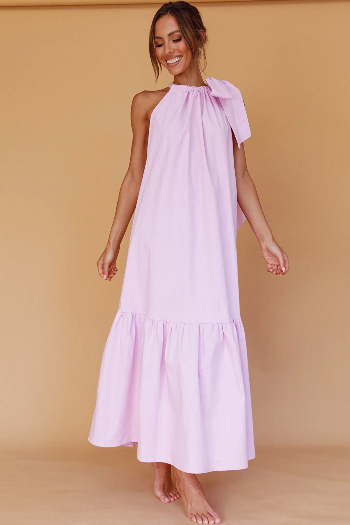 Cruise Shoulder Tie Maxi Dress Lilac