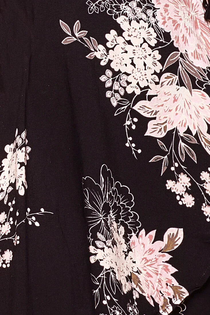 Gloria Elegant Floral Mini Dress Black