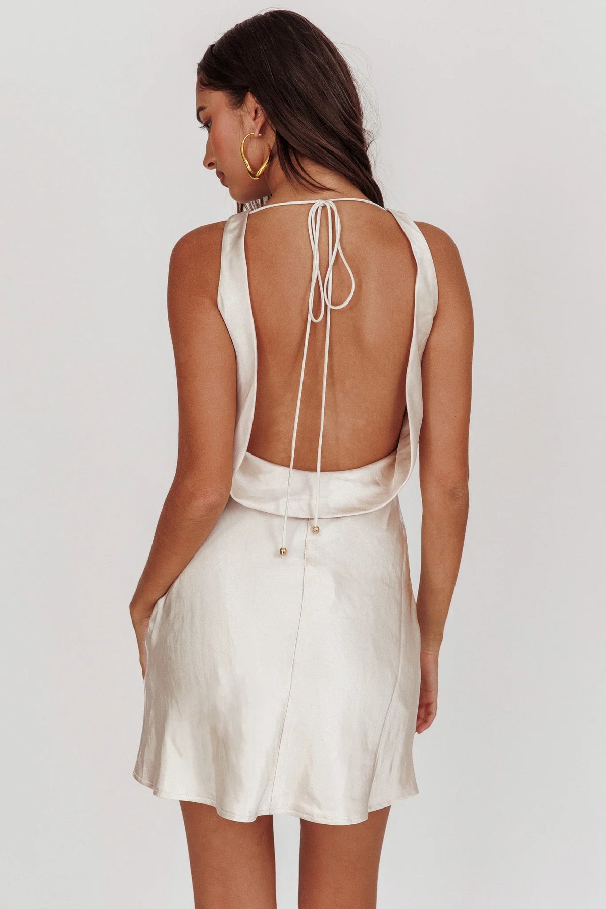 Cassiopeia Open Back Mini Dress Champagne