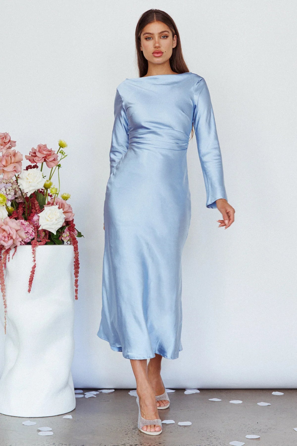 Loveland Cowl Back Midi Dress Ice