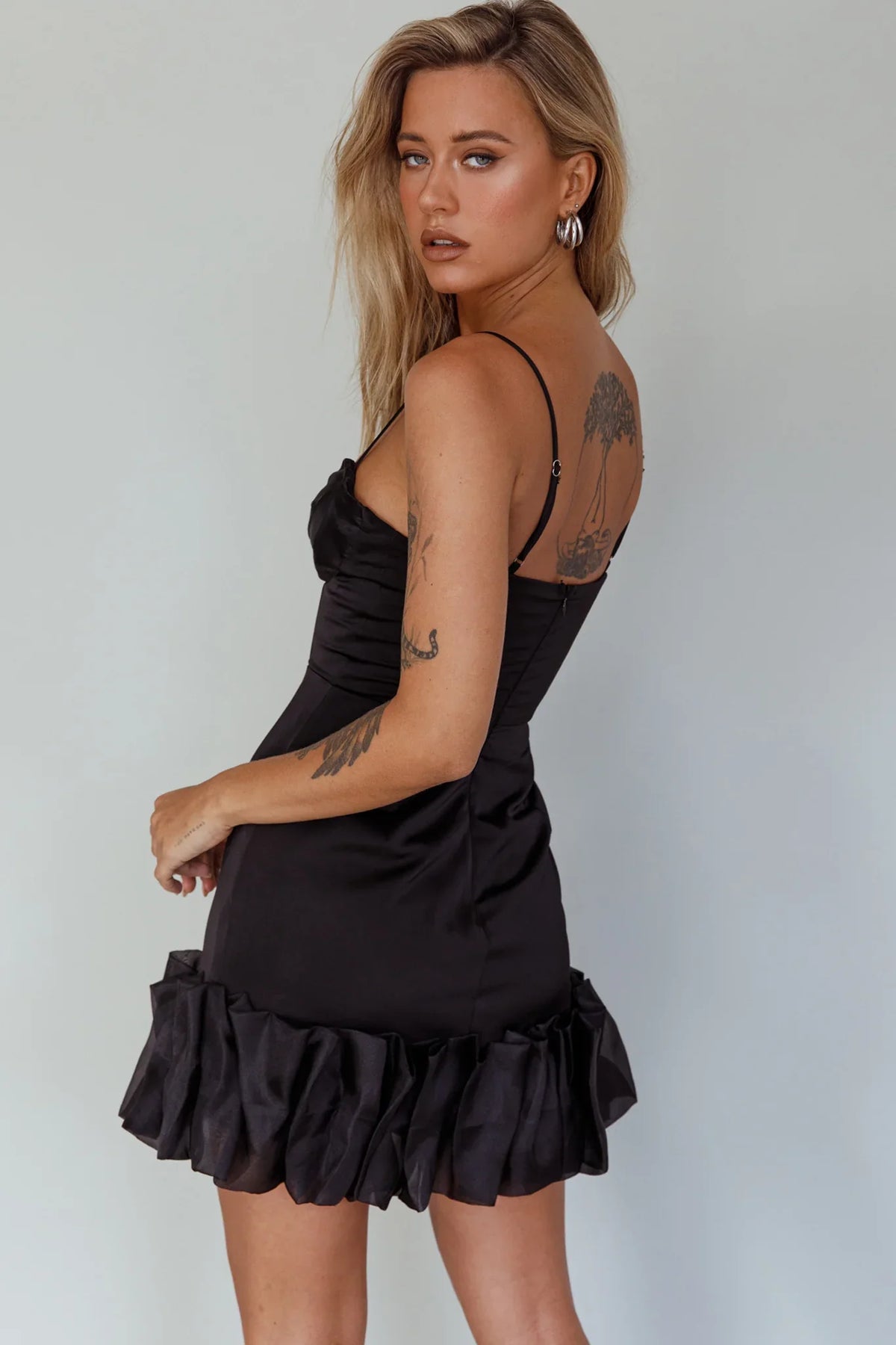 Buona Sera Hem Decoration Mini Dress Black