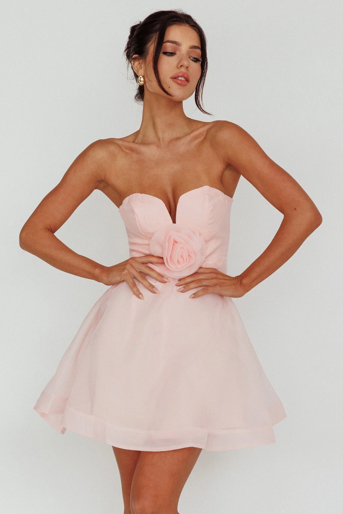 La Vie En Rose Strapless A-Line Mini Dress Baby Pink