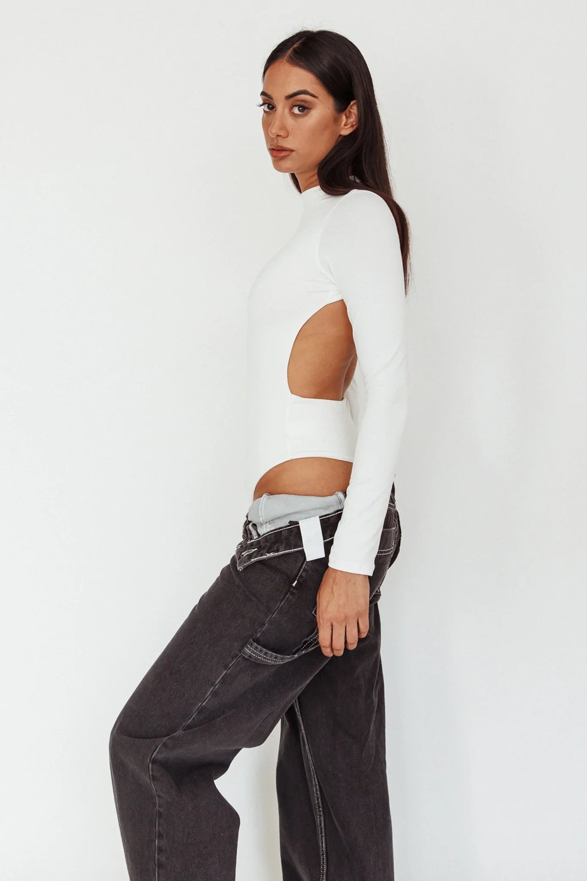 Remy Open Back Bodysuit Off White
