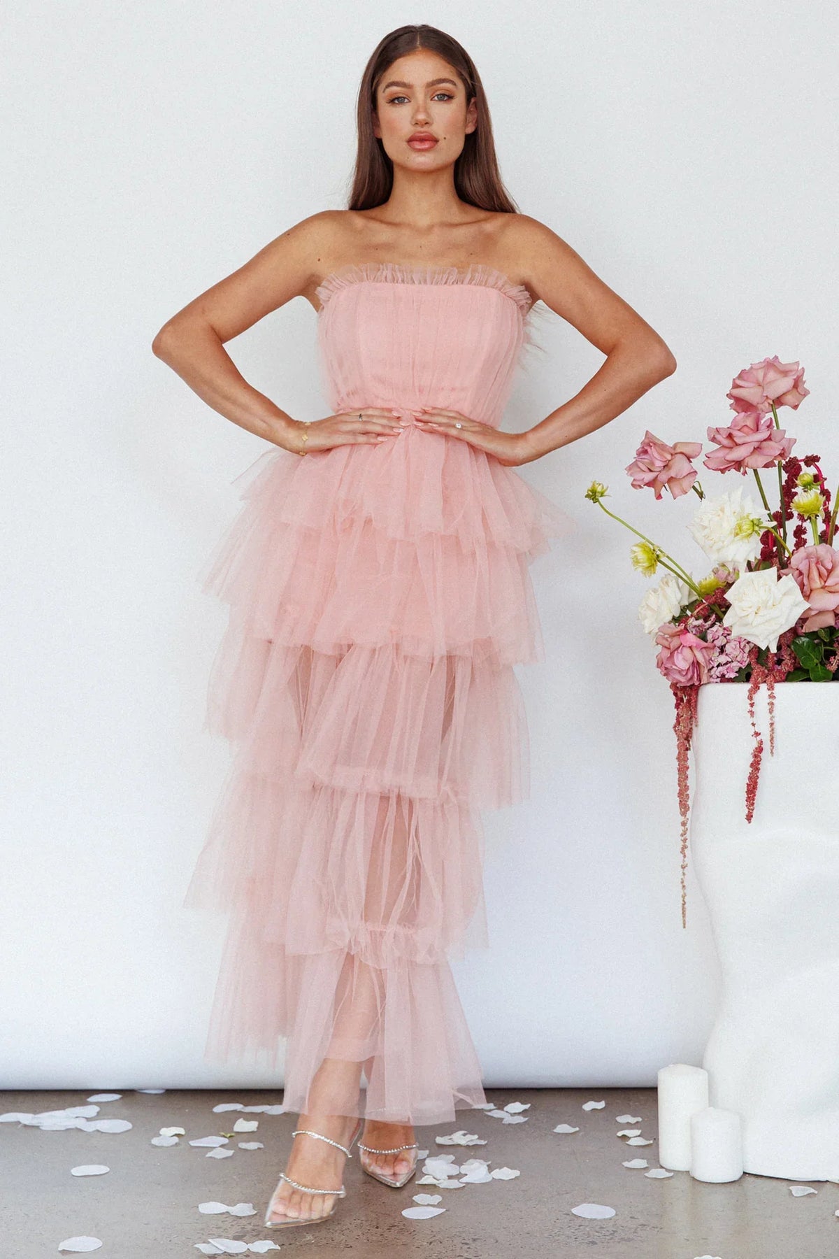 Written In The Stars Layered Tulle Maxi Dress Pink