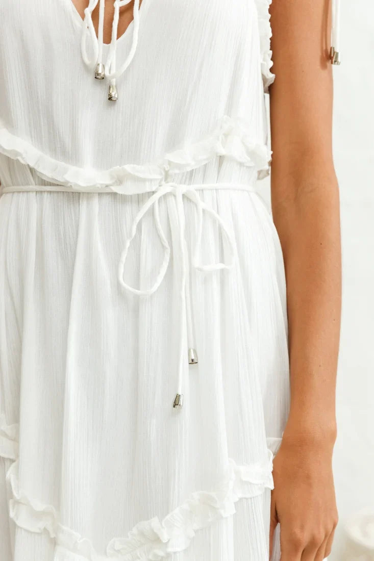 Santa Monica String Tie Maxi Dress White