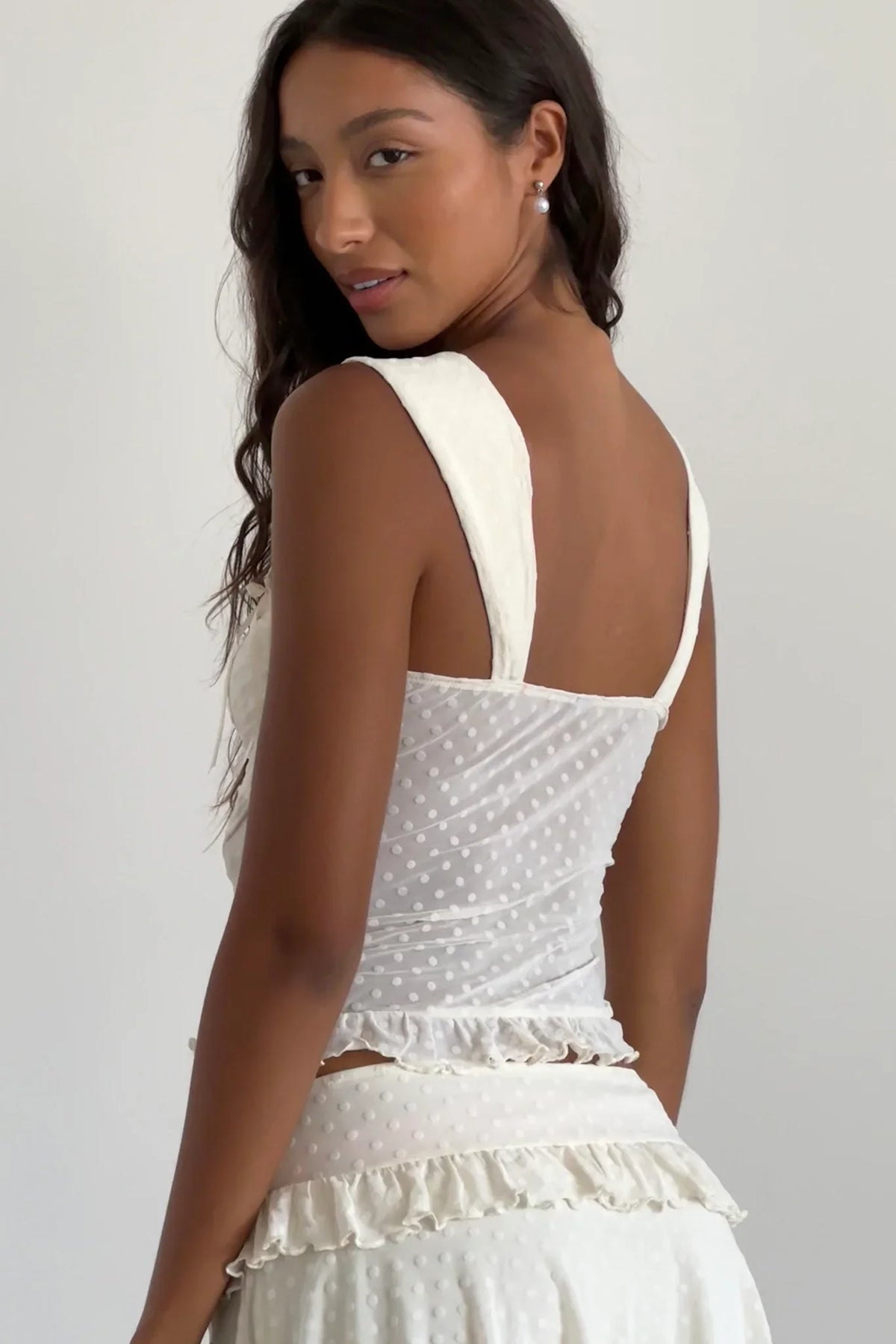 Bartila Top In Ivory Polka Flock