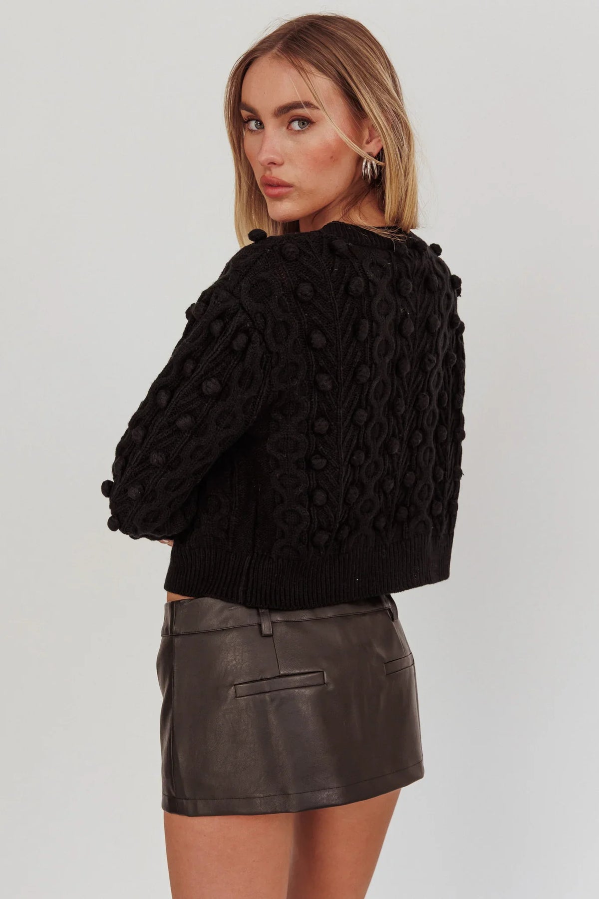 Tera Velvet Bow Cardigan Black