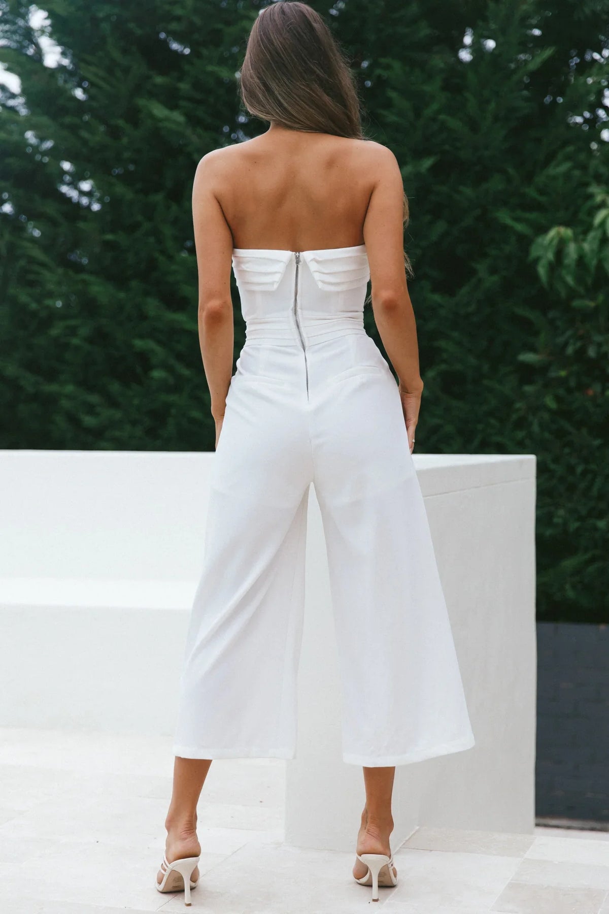 Chosen Strapless Wide Leg Jumpsuit White