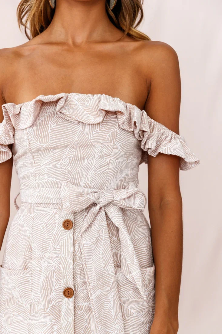 Matisse Off-Shoulder Placket Dress Blush Pattern