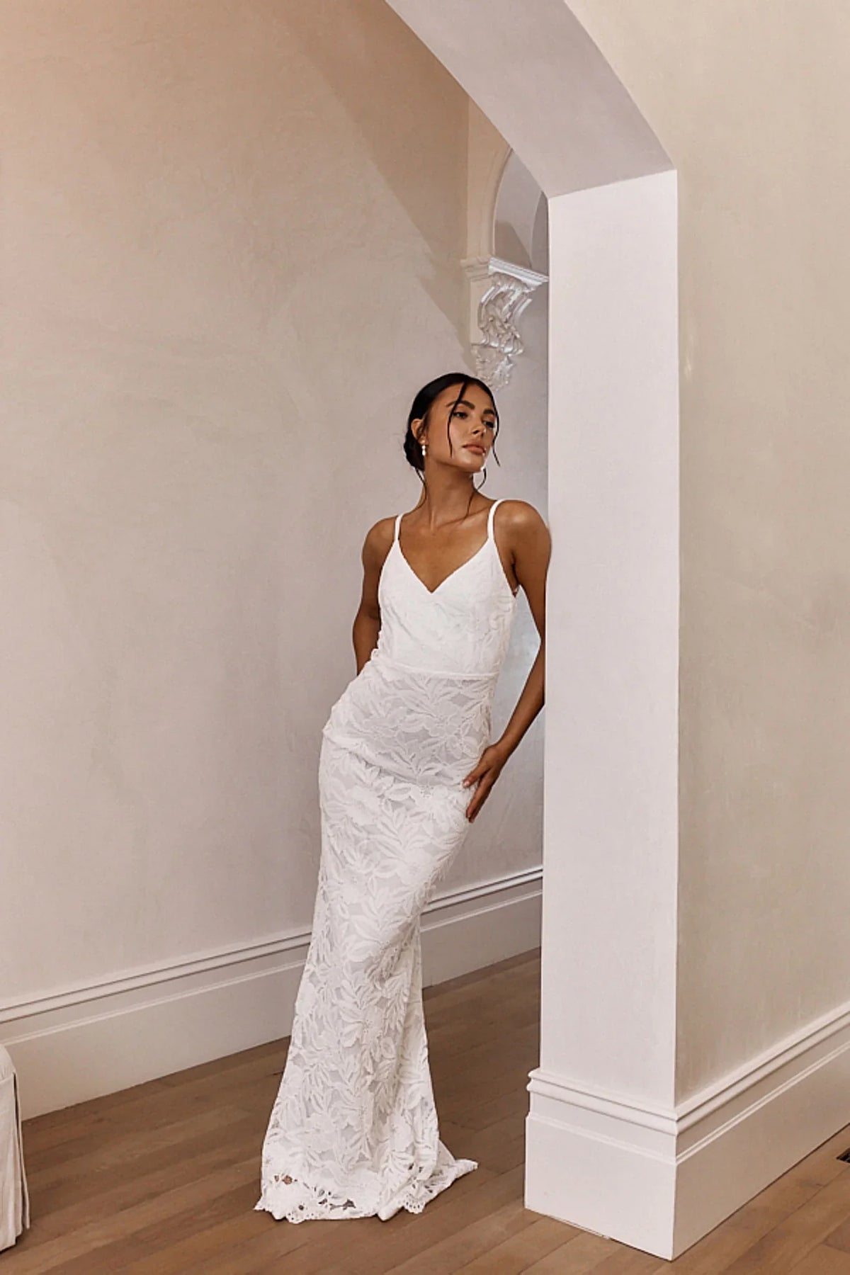 Honey Blossom Keyhole Back Lace Maxi Dress White
