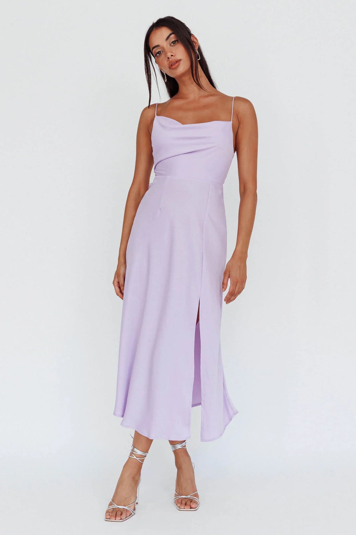 Suki Front Split Midi Dress Lilac